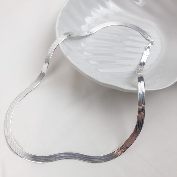 925 Herringbone Silver Chain Herringbone Silver Chain Necklace Herringbone Chain - Picture 5 of 7